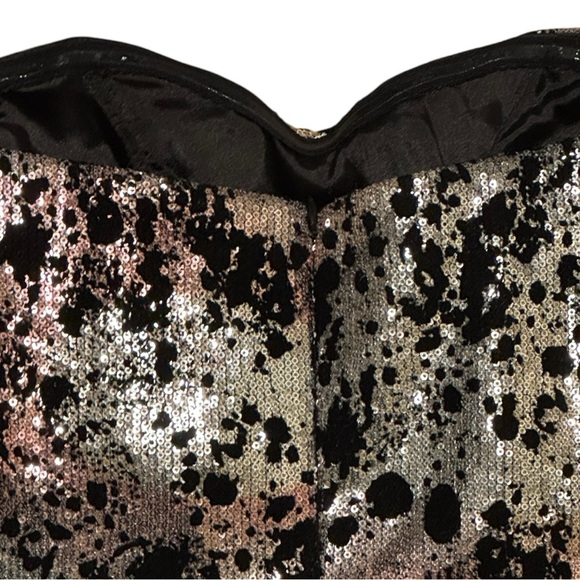 JOVANI Strapless Sequins Velvet Dress Silver Black Pink Size 2 Mini Formal Party - Picture 3 of 6